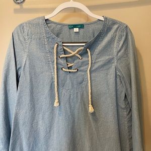 Pim + Larkin Denim Rope Lace Top